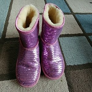 Kids' Size 5 Pink Sequin Ugg Boots